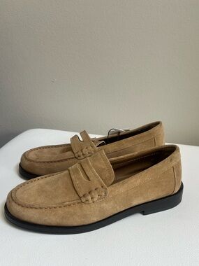 ZARA Men's Suede Penny Loafers in Tan Size 7 (40) NEW!!!
